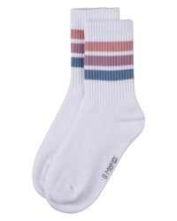 MKF-6103 MEMOI TRIPLE STRIPE CREW SOCK