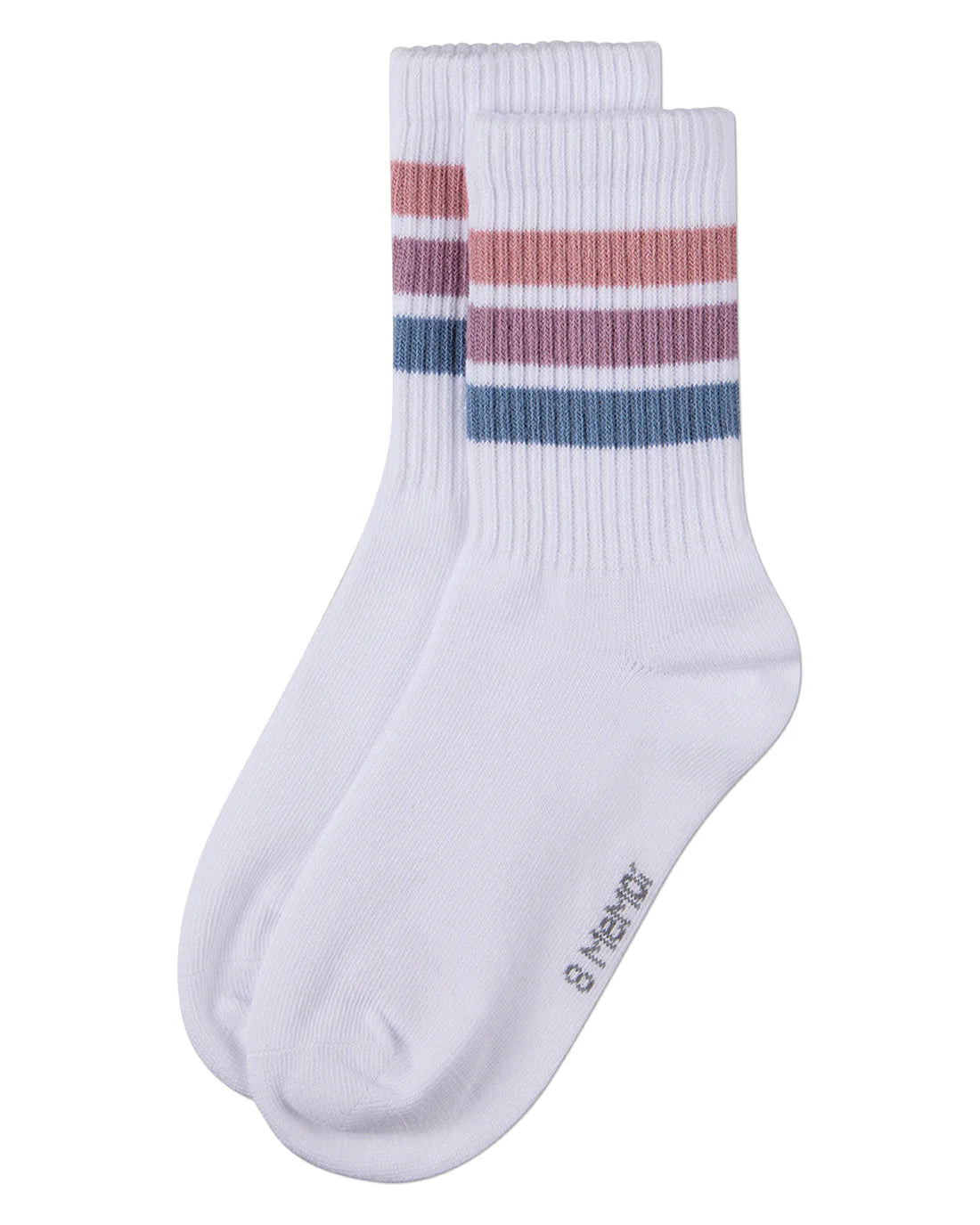 MKF-6103 MEMOI TRIPLE STRIPE CREW SOCK