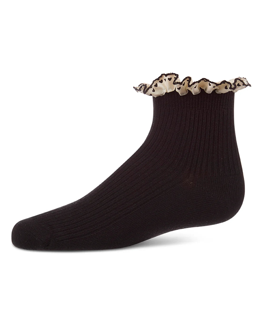 MKF-6117 MEMOI HEART LACE TRIM ANKLET