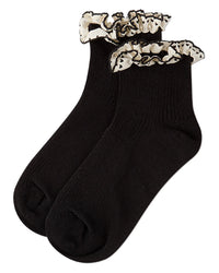 MKF-6117 MEMOI HEART LACE TRIM ANKLET