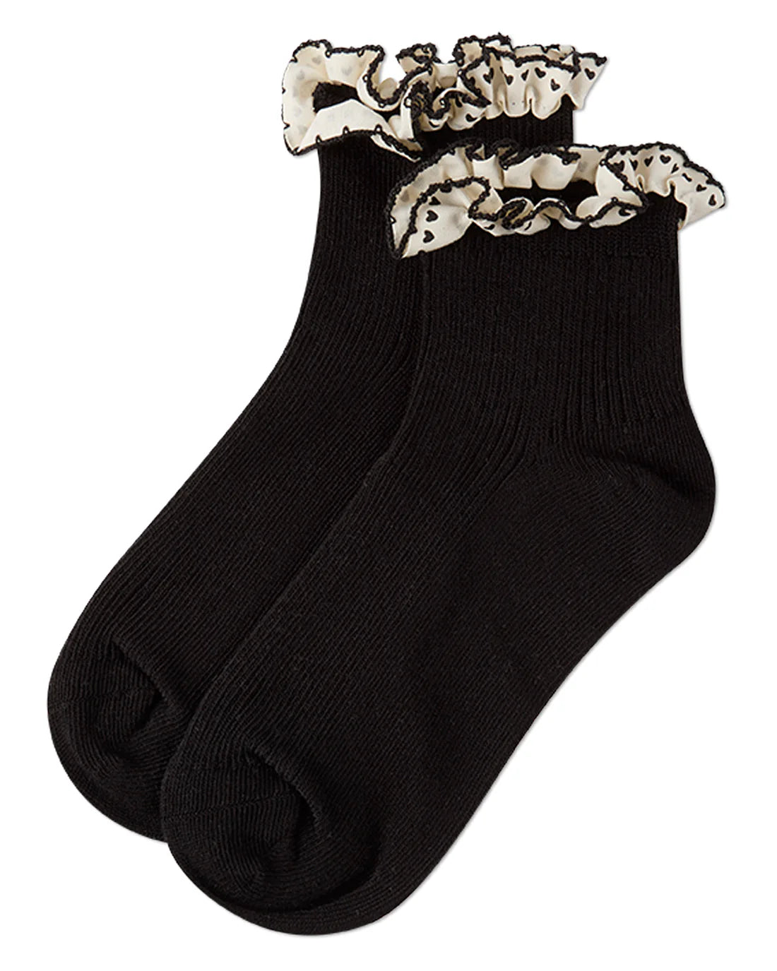 MKF-6117 MEMOI HEART LACE TRIM ANKLET