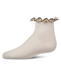MKF-6117 MEMOI HEART LACE TRIM ANKLET