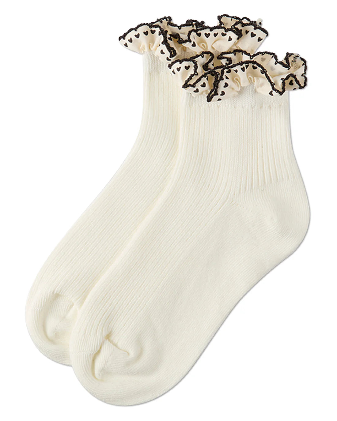 MKF-6117 MEMOI HEART LACE TRIM ANKLET