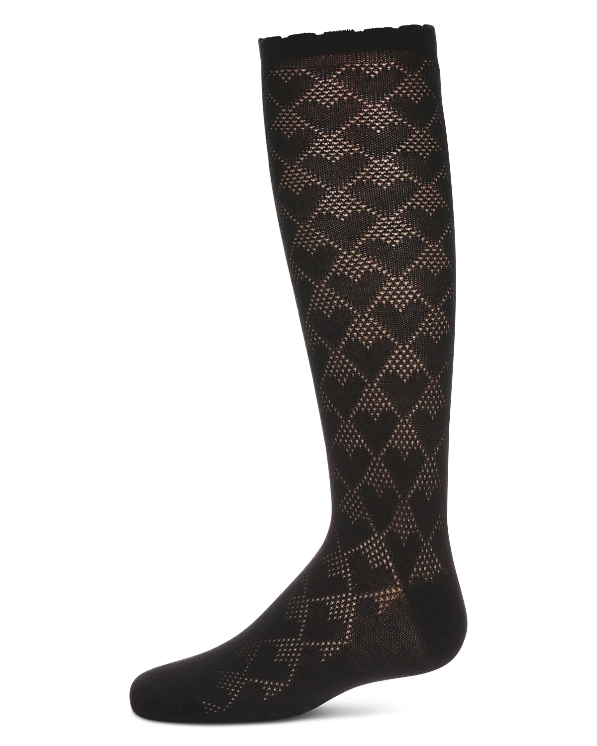 MKF-7166 MEMOI OPEN WORK HEART KNEE HIGH