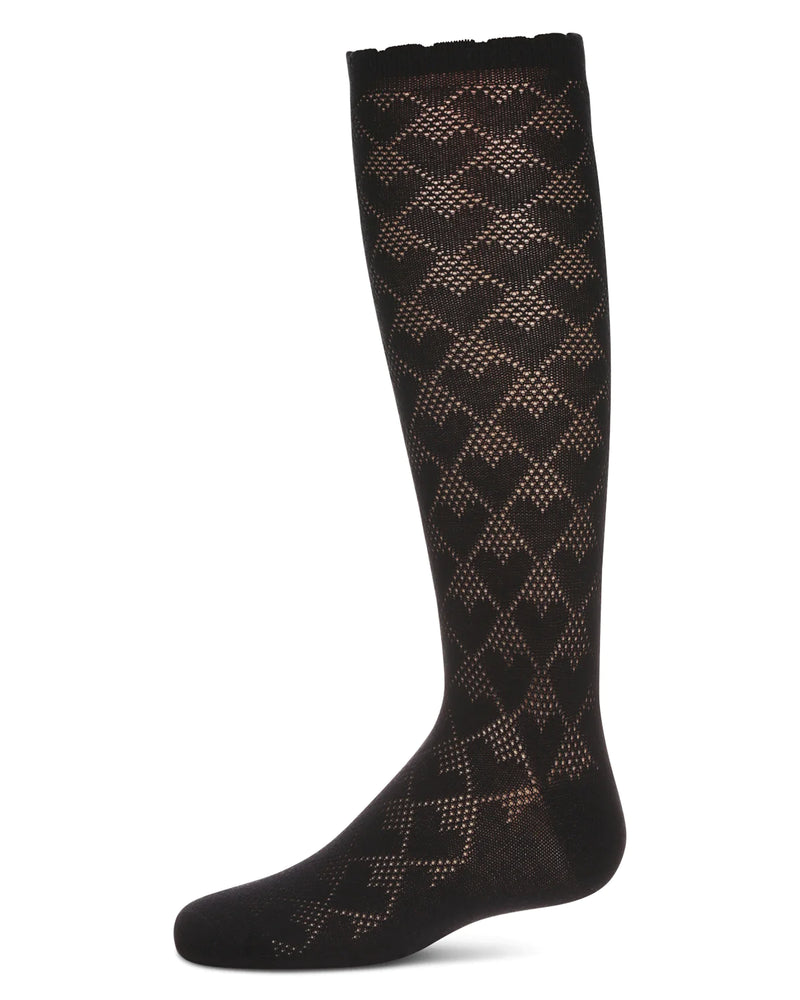 MKF-7166 MEMOI OPEN WORK HEART KNEE HIGH