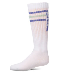 MKF-7224 MEMOI TRIPLE STRIPE SUNSHINE KNEE SOCK