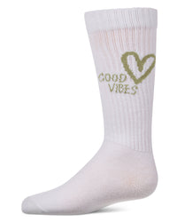 MKF-7228 MEMOI GOOD VIBES HEART KNEE SOCK