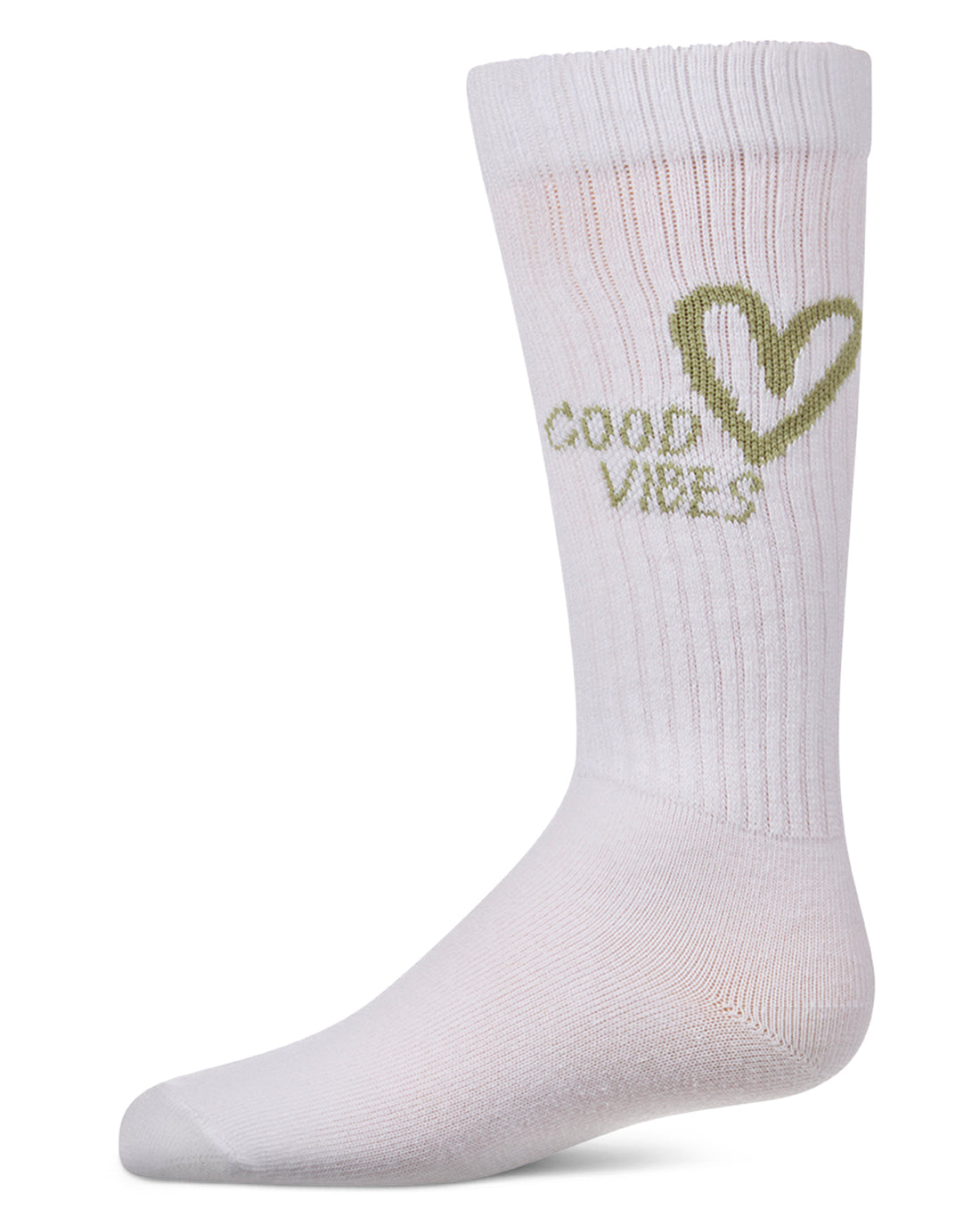 MKF-7228 MEMOI GOOD VIBES HEART KNEE SOCK