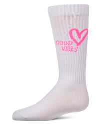 MKF-7228 MEMOI GOOD VIBES HEART KNEE SOCK