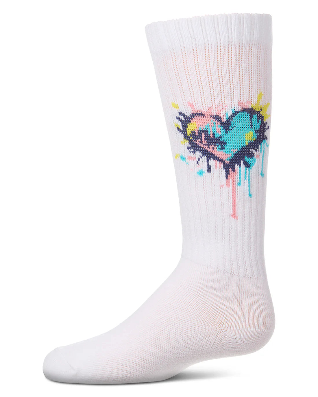 MKF-7231 MEMOI SPLATTER COLORFUL HEART KNEE SOCK