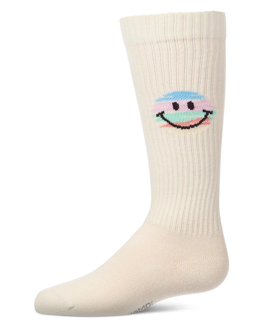MKF-7237 MEMOI COLORFUL SMILEY FACE KNEE SOCK
