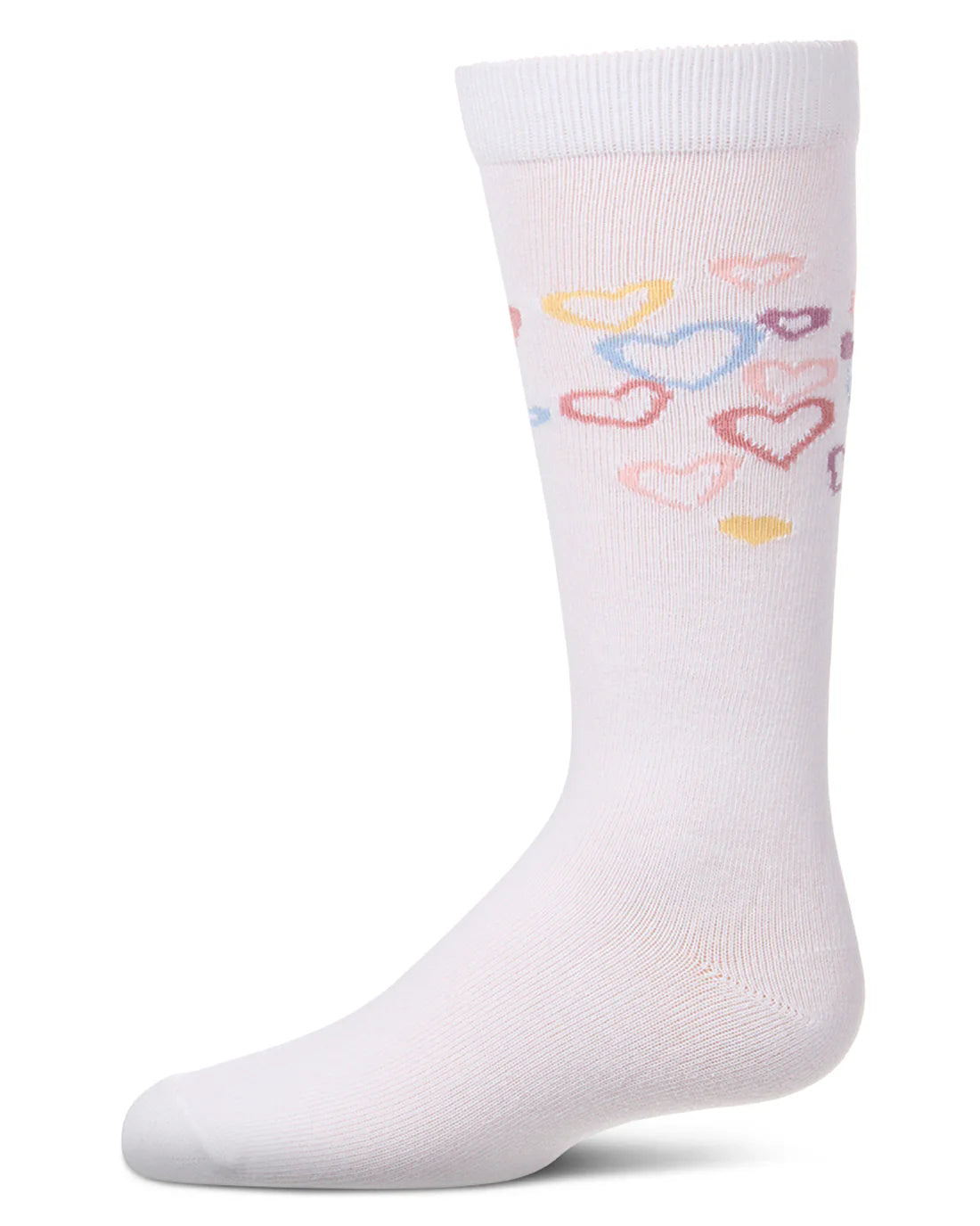 MKF-7240 MEMOI OVERLAPPING FUN HEART KNEE SOCKS