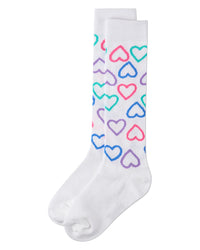 MKF-7246 MEMOI ALL OVER HEART KNEE SOCKS