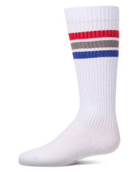 MKF-7248 MEMOI MULTI STRIPE KNEE SOCK