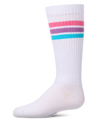 MKF-7248 MEMOI MULTI STRIPE KNEE SOCK