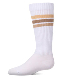MKF-7248 MEMOI MULTI STRIPE KNEE SOCK