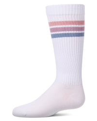 MKF-7248 MEMOI MULTI STRIPE KNEE SOCK