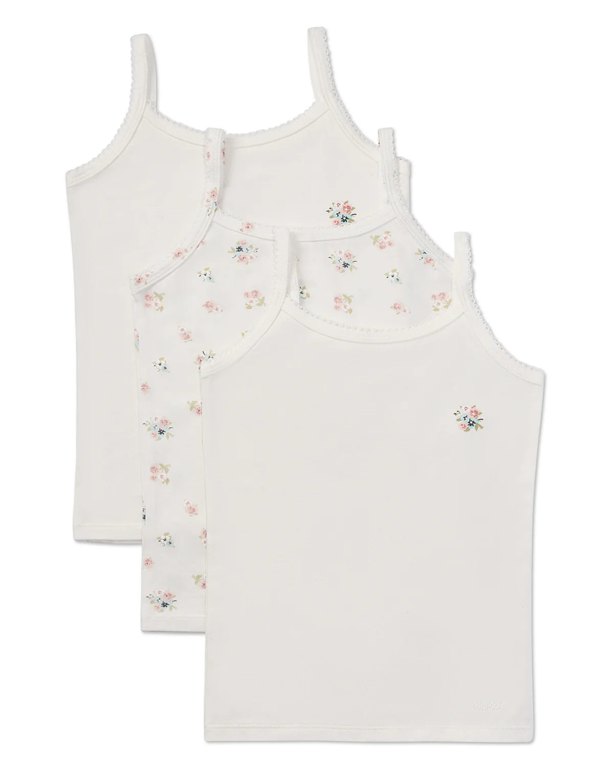 MKU1025 MEMOI GIRLS FLORAL CAMI 3PK