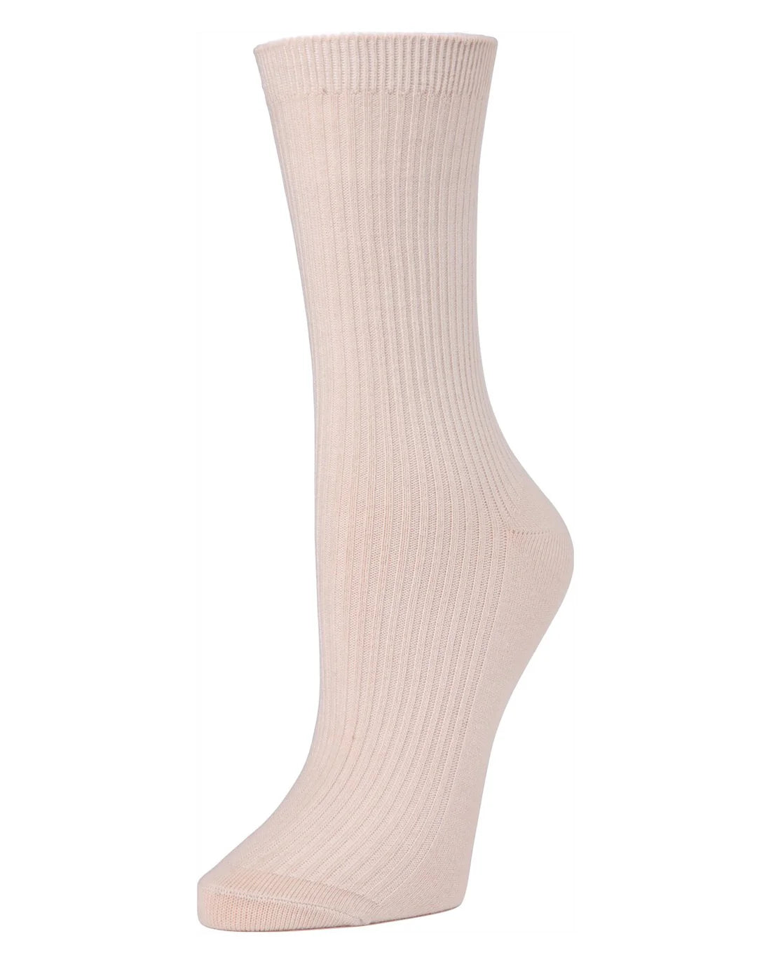MO-607 MEMOI WOMEN RIBBED COTTON BLEND CREW SOCK
