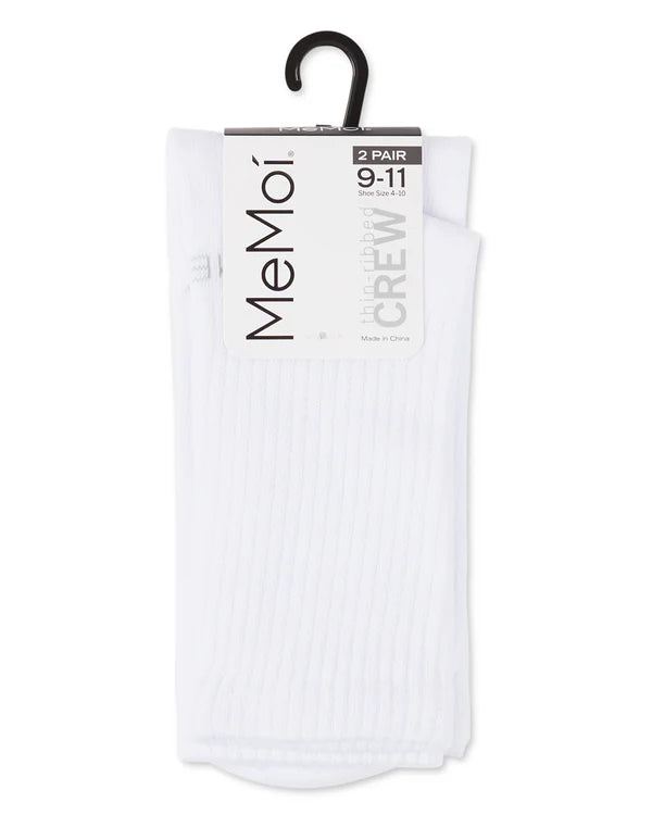 MO-612 MEMOI 2PK  THIN RIBBED CREW SOCKS