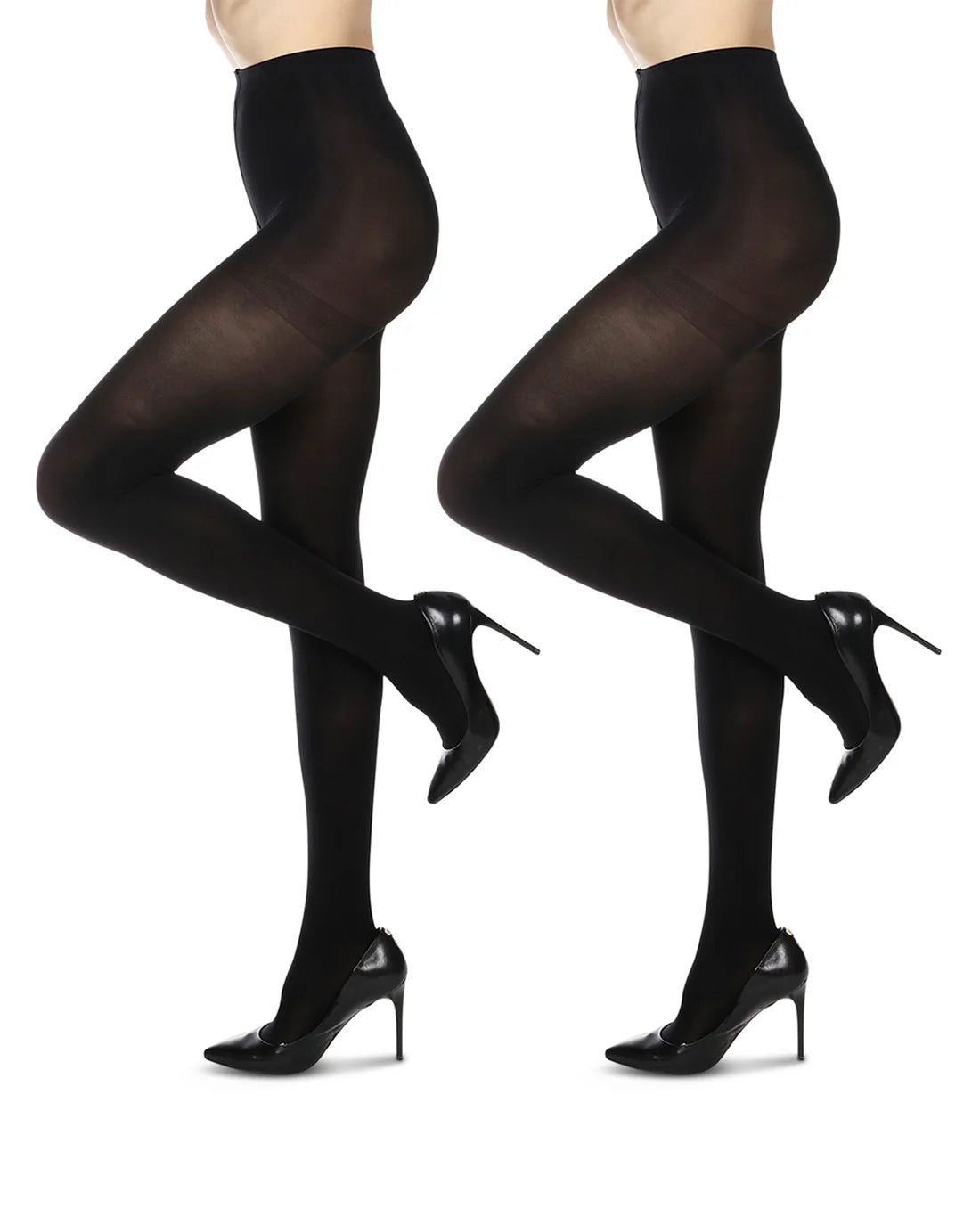 MO-645 MEMOI 2PK MICROFIBER  OPAQUE TIGHTS NO CONTROL TOP
