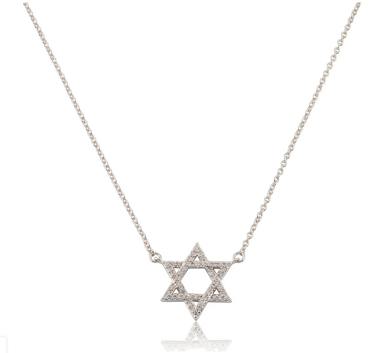 NE5094B LMTS RP CZ STAR OF DAVID CHAIN NECKLACE