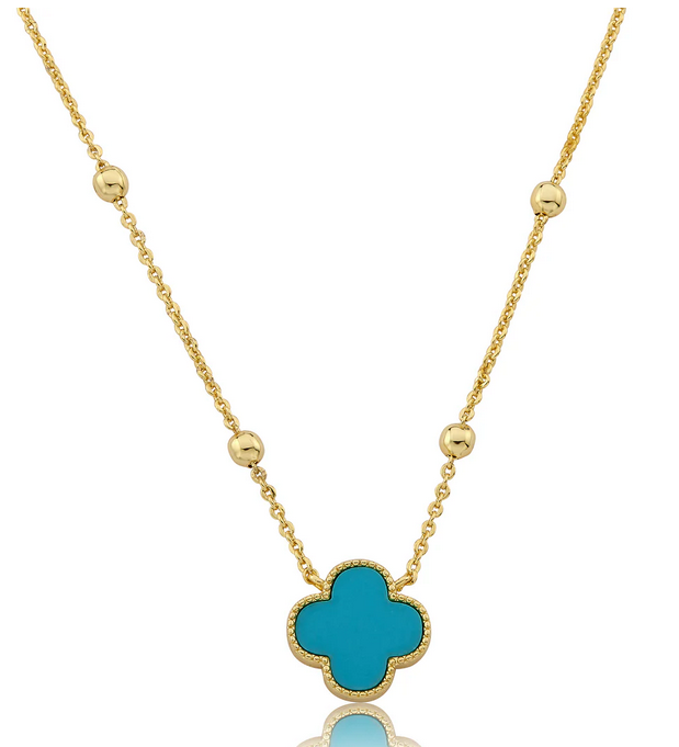 NE5168 LMTS 14K GP CLOVER PENDANT NECKLACES