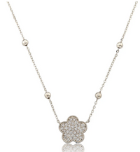 NE5173 LMTS PAVE CZ FLOWER BEAD NECKLACE