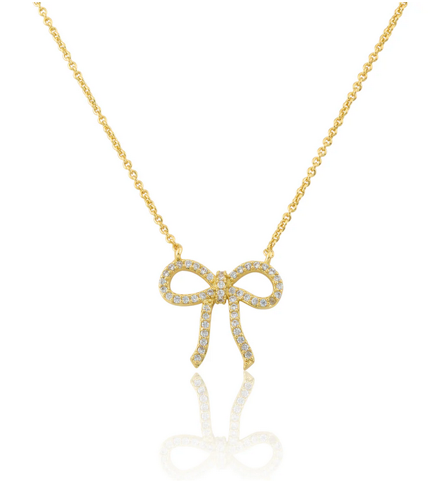 NE5404 LMTS 14K GP CZ BOW NECKLACE