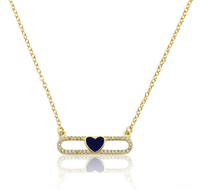NE5672B LMTS 14K GP HEART BAR CENTER NECKLACE