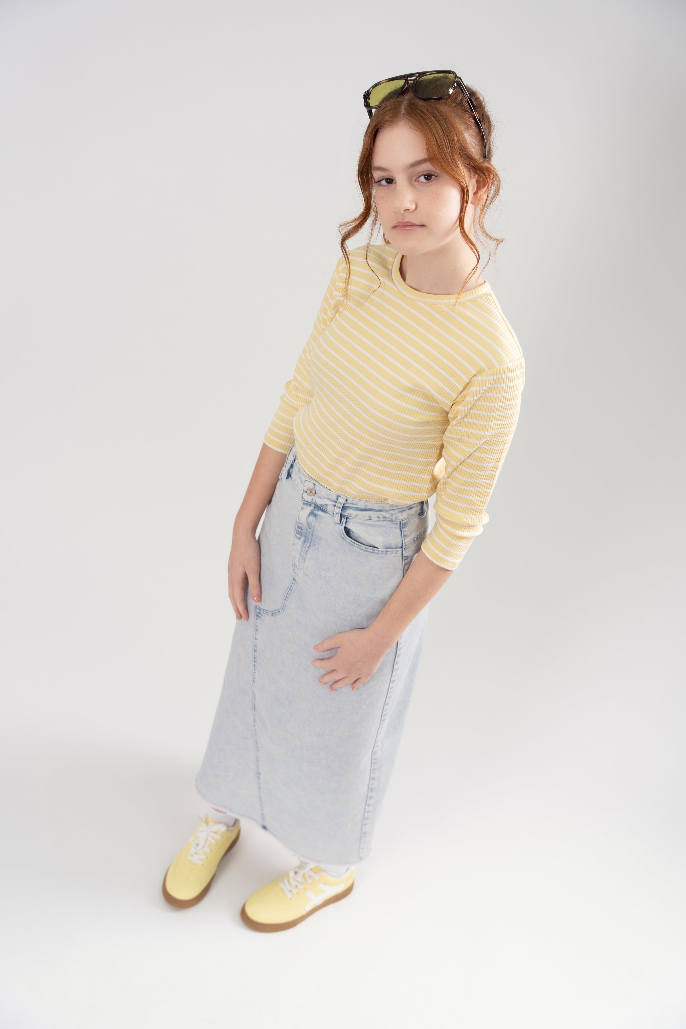 E016 EMM A-LINE DENIM MAXI SKIRT