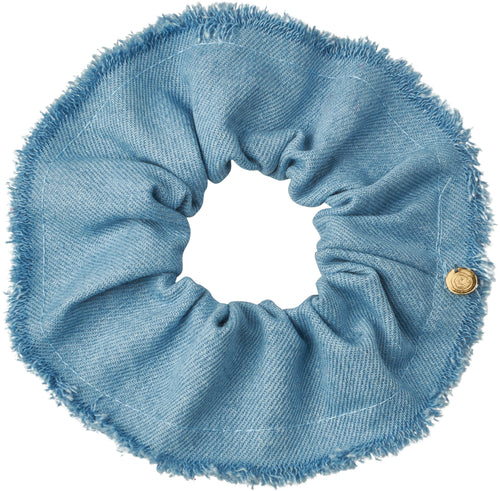 P6801 CHERIE DENIM FRINGE LARGE SCRUNCHY