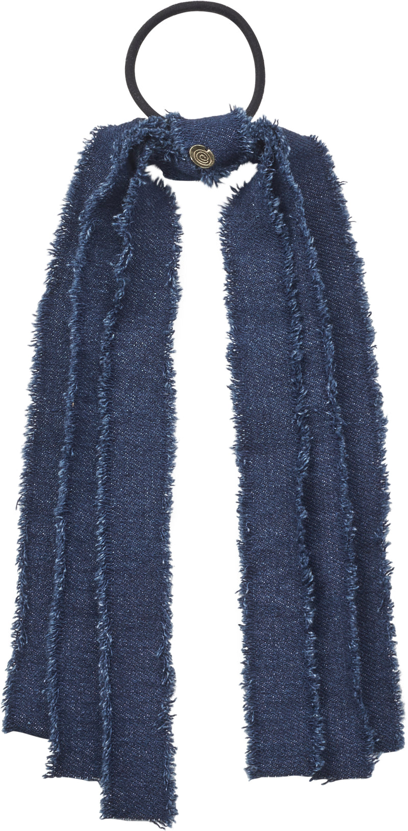 P6801 CHERIE DENIM FRINGE PONY TIE