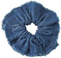 P-7250 CHERIE DENIM FRINGE HEART SCRUNCHIE