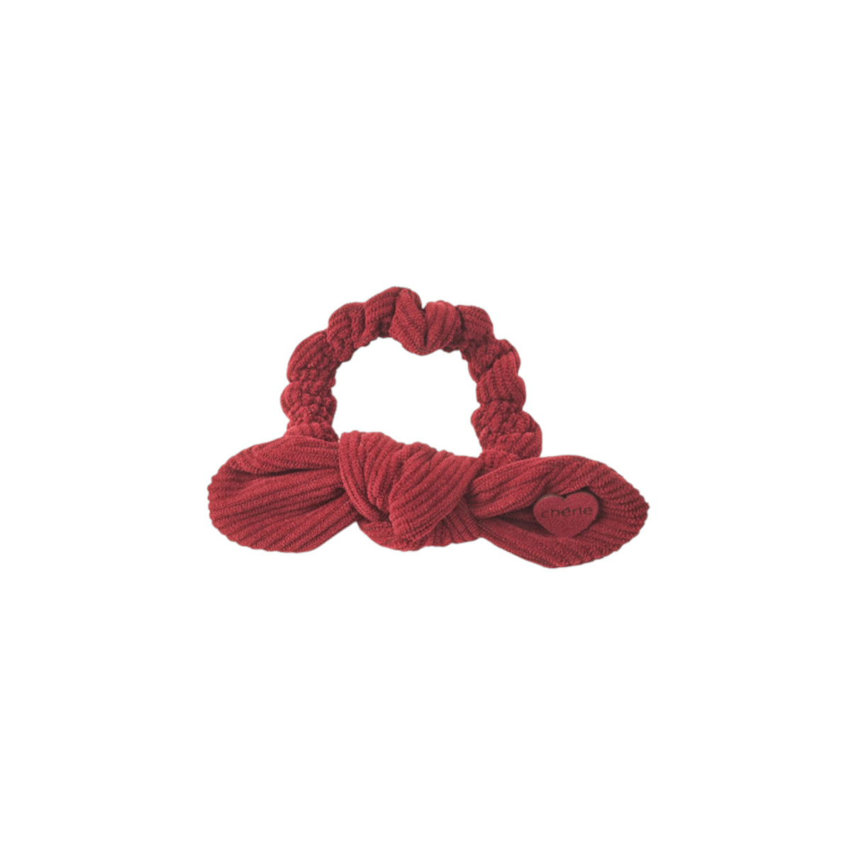 P-7281 CHERIE CORDUROY HEART SCRUNCHY BOW