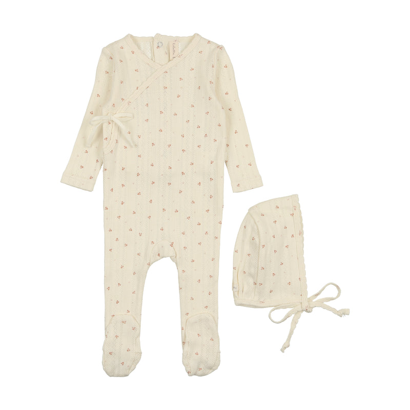 LILETTE PRINT POINTELLE WRAP FOOTIE + BONNET
