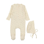 LILETTE PRINT POINTELLE WRAP FOOTIE + BONNET