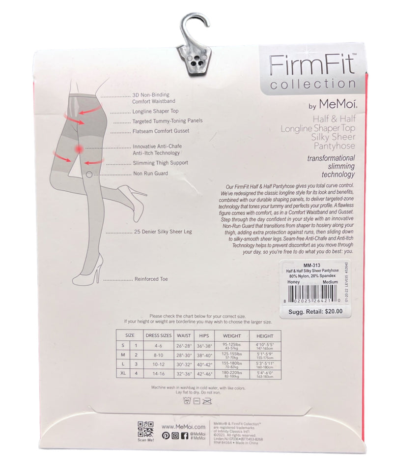 MM-313 MEMOI HALF & HALF SILKY SHEER PANTYHOSE