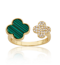 RG6749 LMTS 14K GP MINI CLOVER & CZ SNAKE RING