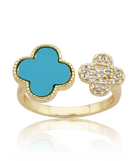 RG6749 LMTS 14K GP MINI CLOVER & CZ SNAKE RING