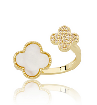 RG6749 LMTS 14K GP MINI CLOVER & CZ SNAKE RING