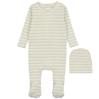 SL250143 BONJOY RIB STRIPE FOOTIE + BEANIE SET