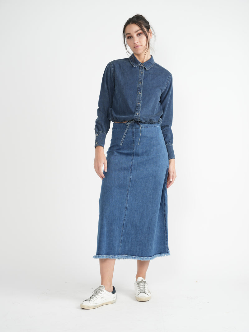 SB4CM8734TW FAVES DENIM BUNGEE BLOUSE