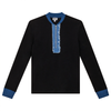 SB4CM8776T DOT HENLEY ZIP TEE W DENIM TRIM