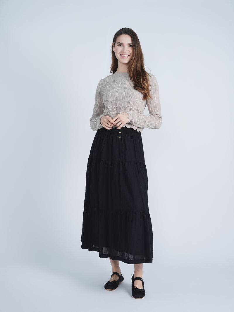 SB4CPT5103SK FYI TEEN LONG TIERED SKIRT W BELT