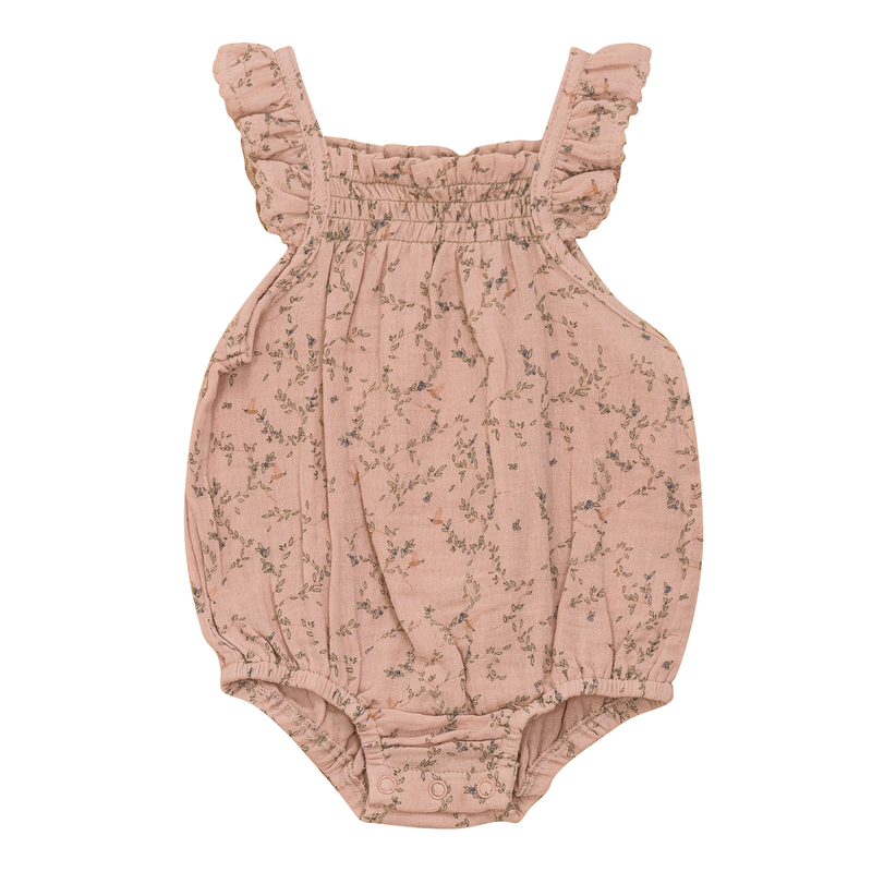 SB5CP7105O LITTLE FRAGILE CRINKLE WOVEN PRINT BUBBLE ROMPER