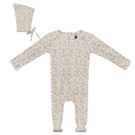 SB5CP7106 LITTLE FRAGILE PRINT FOOTIE + BEANIE SET