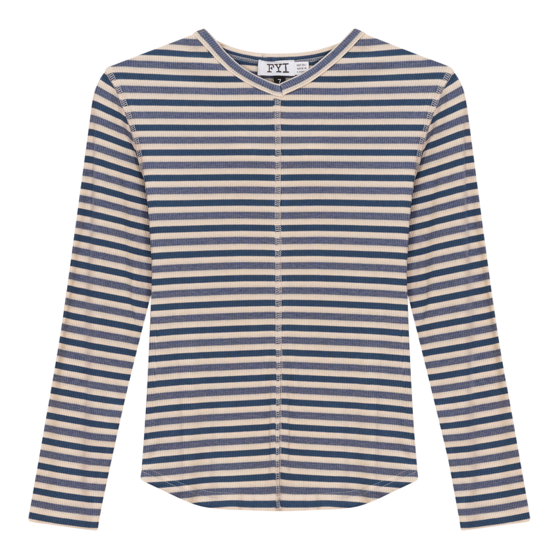 SB5CP7136 FYI STRIPE RIB V-NECK TOP
