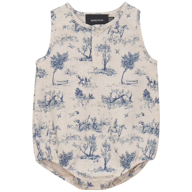 SB5CP7144A HOPSCOTCH LINEN TREE PRINT ONESIE