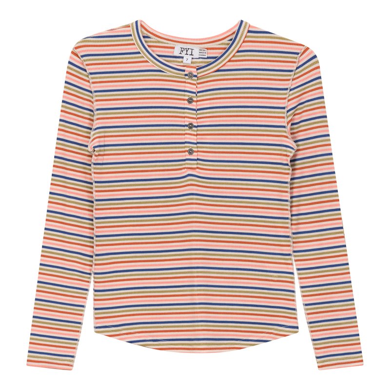 SB5CP7153 FYI  GIRLS MULTI STRIPE LS TOP